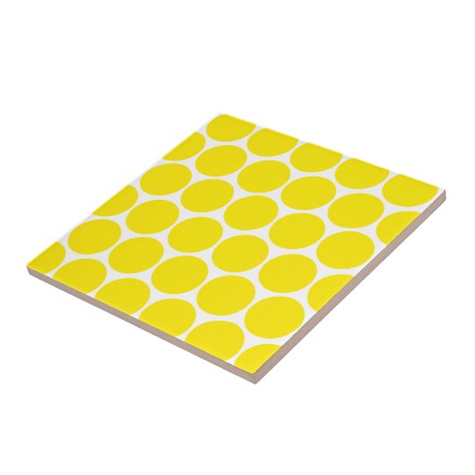 White met gele pokadots Pattern Trivet Tegeltje (Zijkant)