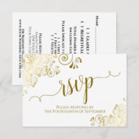 White met Gold Lace Elegant Calligraphy Wedding