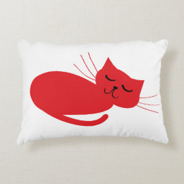 White met Red Cat Accent Pillow Accent Kussen