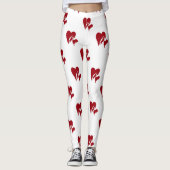 White met Red Hearts-Leggings Leggings (Voorkant)