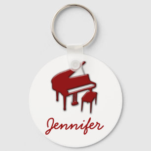 White met Red Piano Name Monogram Student Gift Sleutelhanger