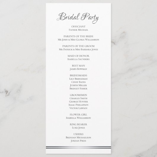 White met Silver Grey Wedding Programma (Achterkant)