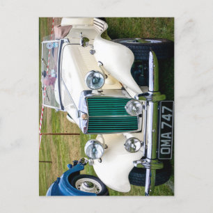 White MG TD classic British Sport car Jigzaag Puzz Briefkaart