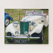 White MG TD classic British Sport car Legpuzzel (Horizontaal)