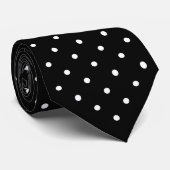 White Mini Polka Dot Pattern op Black 2 Sided Stropdas (Opgerold)