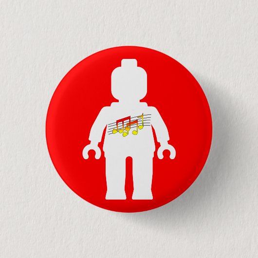 White Minifig met Music Logo Ronde Button 3,2 Cm (Voorkant)