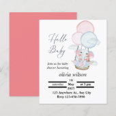 White Minimal Animal Baby shower Free Invitation (Voorkant / Achterkant)