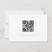 White Minimal Leaf Pink Font & QR Code RSVP Card Kaartje (Achterkant)