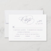 White Minimal Leaf Violet Font & QR Code RSVP Card (Voorkant)
