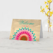 White Minimal Lotus Welcome Wishing Kaart (Gele Bloem)