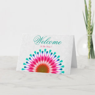 White Minimal Lotus Welcome Wishing Kaart