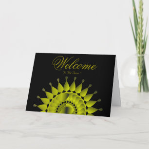 White Minimal Lotus Welcome Wishing Kaart