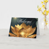White Minimal Lotus Welcome Wishing Kaart (Gele Bloem)