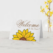White Minimal Yellow Daisy Welcome Wishing Kaart (Gele Bloem)