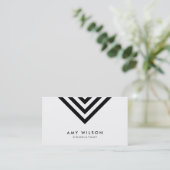 White minimalist Black Chevron Geometric Visitekaartje (Staand voorkant)
