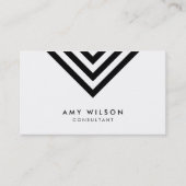 White minimalist Black Chevron Geometric Visitekaartje (Voorkant)