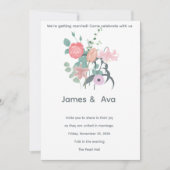 White Minimalist floral Wedding Invitaion Kaart (Voorkant)