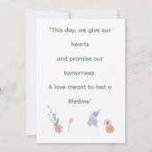 White Minimalist floral Wedding Invitaion Kaart (Achterkant)