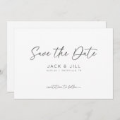 White minimalist Save the Date Invitation Kaart (Voorkant / Achterkant)