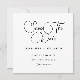 White minimalist Simple Elegant Modern Save The Date
