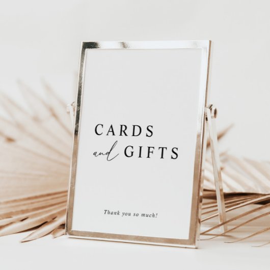 White minimalist Wedding Cards and Gifts Sign Kaart