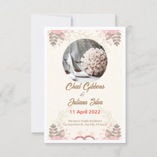 White minimalist Wedding Invitation Kaart