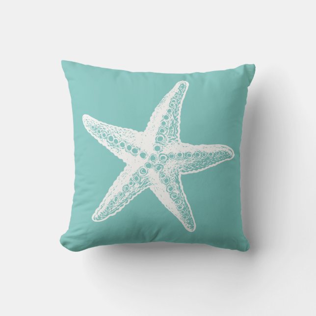 White Mod Starfish Beachy Kussen (Voorkant)
