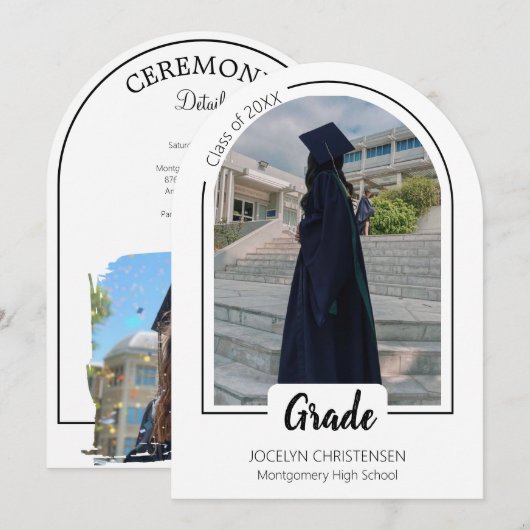 White Modern and Elegent  Graduation Invitation (Devant / Derrière)