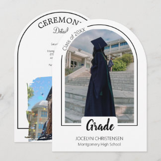 White Modern and Elegent  Graduation Invitation Kaart