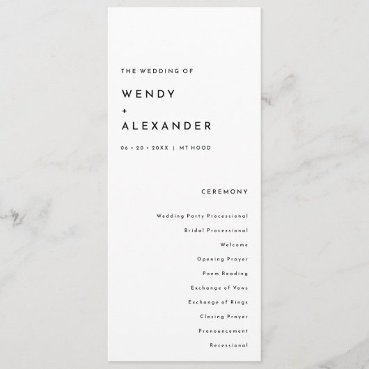 White Modern Bold Mariage Flat Programme (Devant)