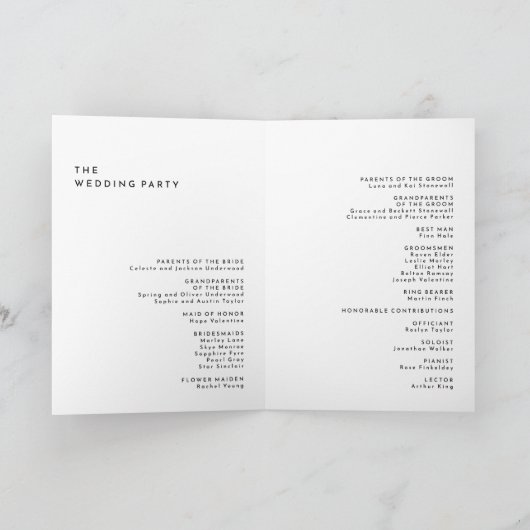 White Modern Bold Mariage Programme plié (Intérieur)