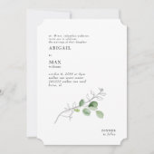 White Modern Botanical Foliage Ticket Wedding Kaart (Voorkant)