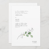 White Modern Botanical Foliage Wedding Kaart (Voorkant / Achterkant)