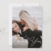  White Modern Calligraphy Photo Wedding Bedankkaart (Voorkant)