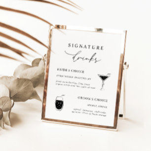 White Modern Calligraphy Signature Drinken Sign