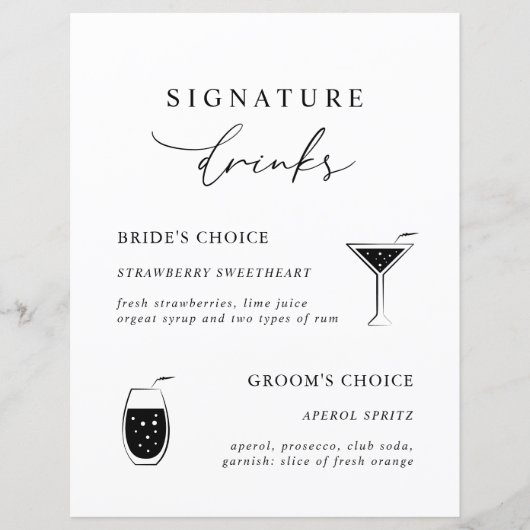 White Modern Calligraphy Signature Drinken Sign (Voorkant)