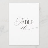 White Modern Classic Calligraphy Table Number Kaart (Voorkant)