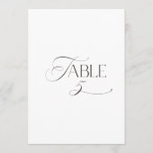 White Modern Classic Calligraphy Table Number Kaart (Voorkant)