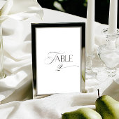 White Modern Classic Calligraphy Table Number Kaart