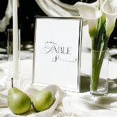 White Modern Classic Calligraphy Table Number Kaart