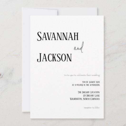 White Modern Élégant Mariage Invitation (Devant)