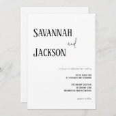 White Modern Élégant Mariage Invitation (Devant / Derrière)