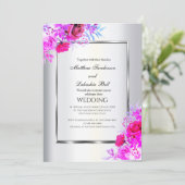 White Modern Elegant Weddin Rozen floral Kaart (Staand voorkant)