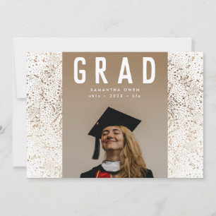 White Modern Gold Foil Botanicals Afstudeerder Fot Aankondiging