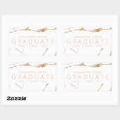 White Modern Gold Foil Marble University Afstudeer Rechthoekige Sticker (Vel)