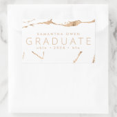 White Modern Gold Foil Marble University Afstudeer Rechthoekige Sticker (Tas)