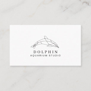 White Modern Low Poly Dolfijn Oceaan Professioneel Visitekaartje