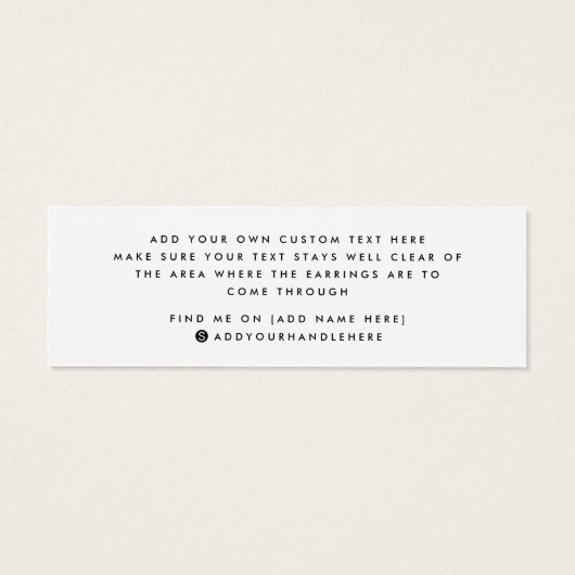 White modern minimal stud earring display card (Dos)
