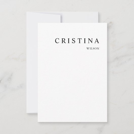 White Modern Minimalist Table Guest Place Card (Voorkant)