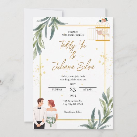 White Modern minimalist Wedding Invitation Feestdagenkaart (Voorkant)